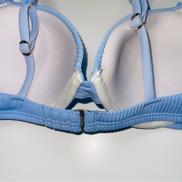 Hollister Baby Blue Ruffle Rib Push-up Bikini Top Medium Women’s - Picture 7 of 9